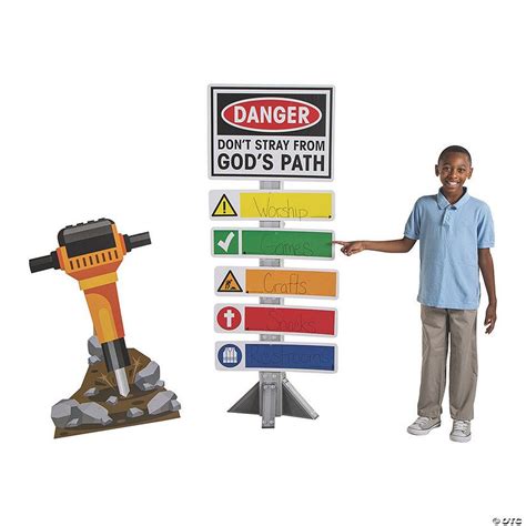 Construction VBS Directional Sign Jackhammer Cardboard Stand Ups