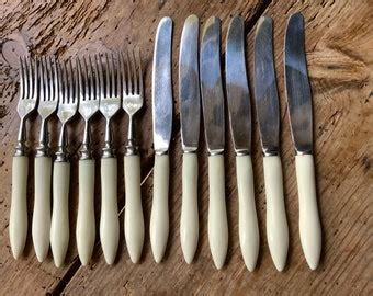 X Antique Cutlery Set Faux Bone Bakelite Cutlery Flatware Knives