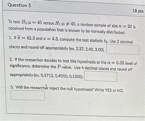 Solved To Test H Versus H A Random Sample Of Chegg