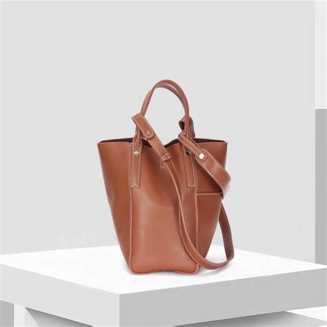 Brown Leather Shoulder Bucket Bag Handbags | Baginning