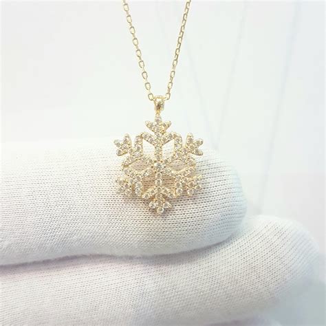 14K Real Solid Gold Snowflake Necklace for Women | Gifts for Her