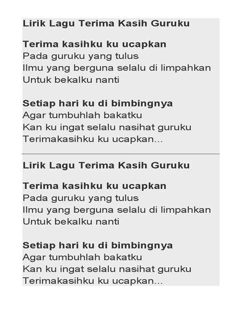 Lirik Lagu Terima Kasih Guruku Pdf