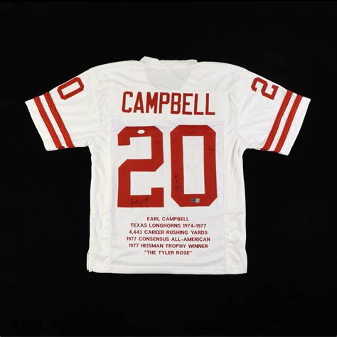 Earl Campbell Signed Career Highlight Stat Jersey Jsa Timeless