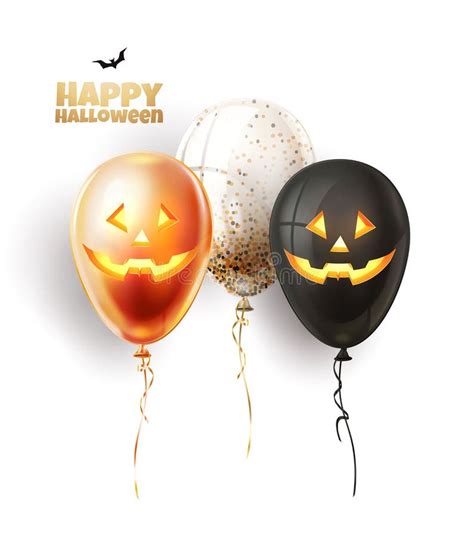 Vector Halloween Balloon With Scary Spooky Faces Stock Vector