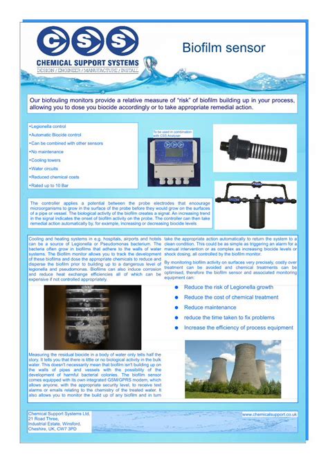 Pdf Biofilm Sensor Chemical Support Systems The Biofilm Monitor