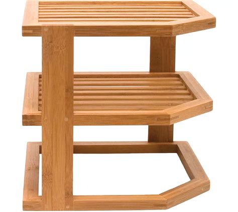 Lipper Bamboo 3 Tier Corner Shelf Kitchen Organizer QVC