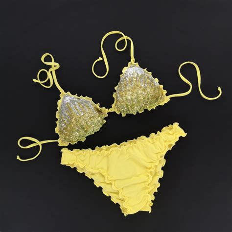 Triangle Bikini Paillettes Lemon Classic Bottom Fashion Beach