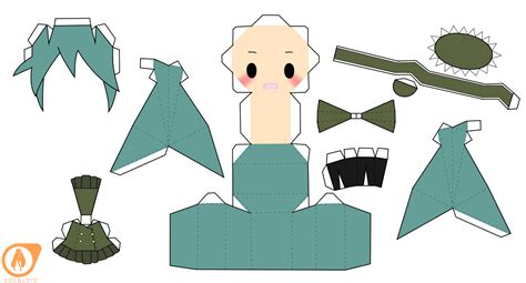 Miku Hatsune 1925 Chibi Doll Free Printable Papercraft Templates