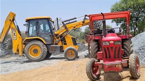 Jcb 3dx Eco Excellence Backhoe Machine Loading Gravel Mahindra 415 DI