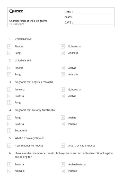 50 Bacteria And Archaea Worksheets On Quizizz Free And Printable