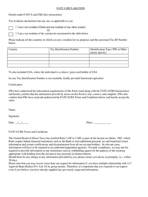 Fillable Online Fatca Declaration Fax Email Print Pdffiller