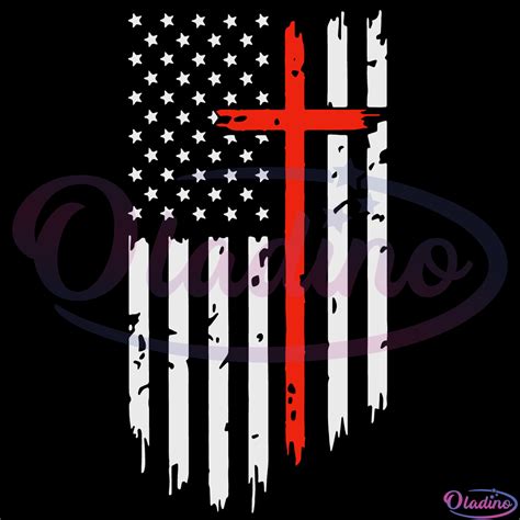 American Flag With Cross SVG Digital File, USA Flag SVG - Oladino