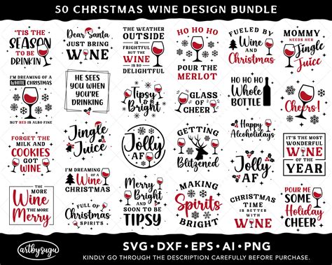 Christmas Wine Svg Bundle Etsy