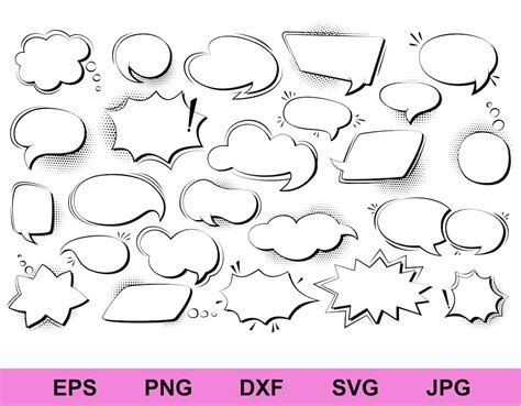 Comic Speech Bubbles Elements Bundles Svg Speech Bubble Svg Comic