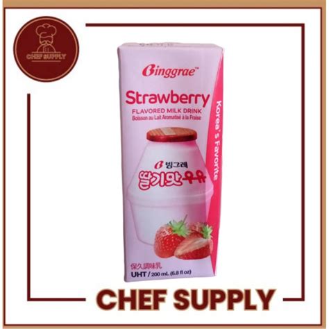 Jual Binggrae Strawberry Flavored Milk Drink 200ml Susu Korea