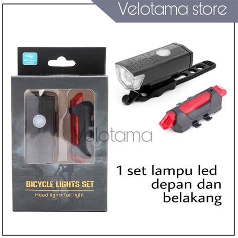 Jual Lampu Sepeda Led 1 Paket Depan Belakang Bisa Di Cas Usb Waterproof