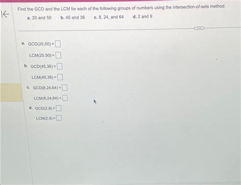 Solved Find The Gcd And The Lcm For Each Of The Following Chegg