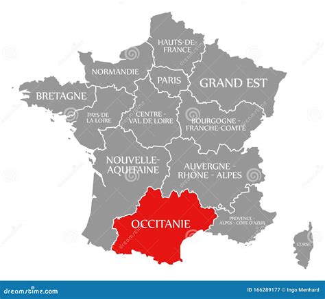 Il Rosso Occitano Evidenziato Nella Mappa Della Francia Illustrazione