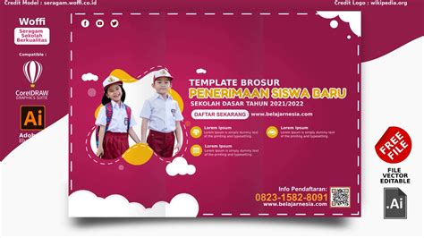 Free Template Cara Desain Brosur PPDB Sekolah Dasar Dengan Coreldraw