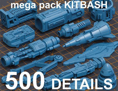 Mega Pack Hard Surface Kitbash 500 DETAILS 3D Model CGTrader