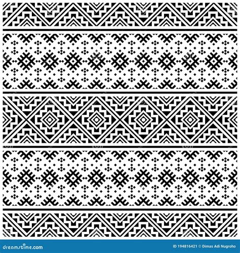 Tribal Seamless Pattern Texture Background Design Vector In Black White