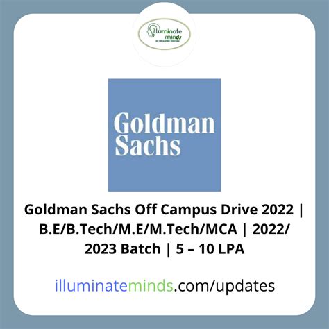 Goldman Sachs Off Campus Drive B E B Tech M E M Tech Mca