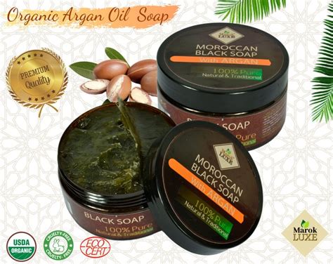 Moroccan Black Soap With Organic Argan Oil Olive Soap Skin Exfoliating