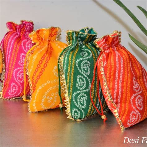 Bandhini Potlis Bags For Indian Wedding Favor Indian Return Etsy