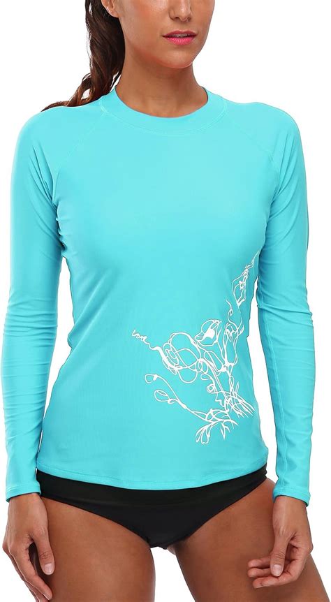 Charmleaks Women S Uv Sun Protection Rash Vest Swim Shirts Long Sleeve Swimming Tops Aqua M