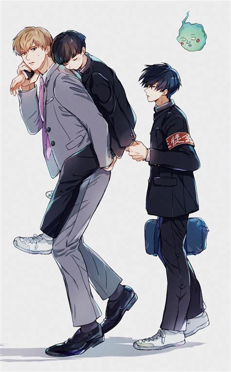 Kageyama Shigeo Reigen Arataka Ekubo And Kageyama Ritsu Mob Psycho