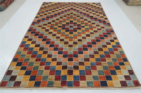 6 6 X 9 6 Checkered Area Rug Gabbeh Multicolor Afghan Hand Knotted Veg