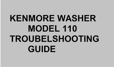 Kenmore Washer Model Troubleshooting Machinelounge