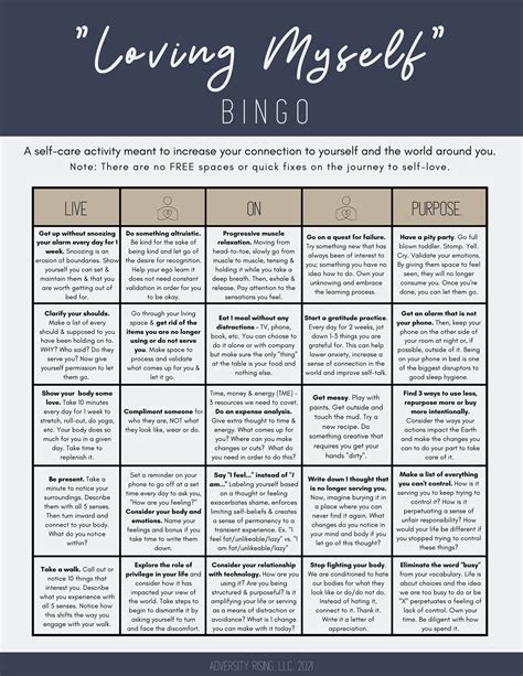 Self Love Bingo Digital Handout V2 To Help You Increase Your Connection