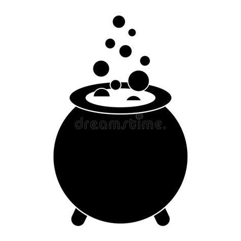 Simple Illustration Of Witches Cauldron With Boiling Magic Potion Stock