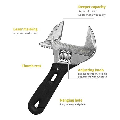 Boosden Adjustable Wrench 6 Inch Stubby Adjustable Wrench Spanner