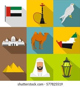 United Arab Emirates Flat Icons Symbols Stock Vector Royalty Free