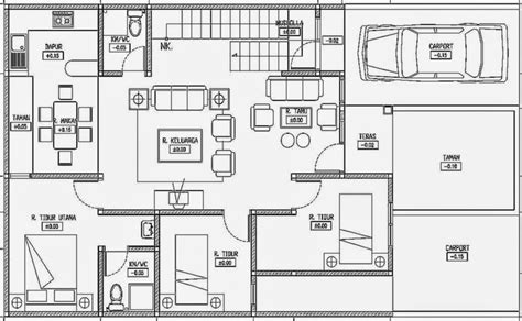 Gambar Sketsa Rumah Minimalis 1 Lantai Design Denah 3 Kamar Tidur di ...