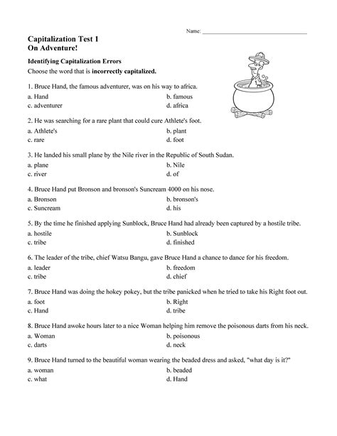 Capitalization Worksheet 1 Reading Adventures