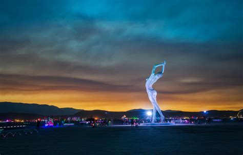 Wallpaper Sunset Mountains People Art Usa Nevada Art Burning Man