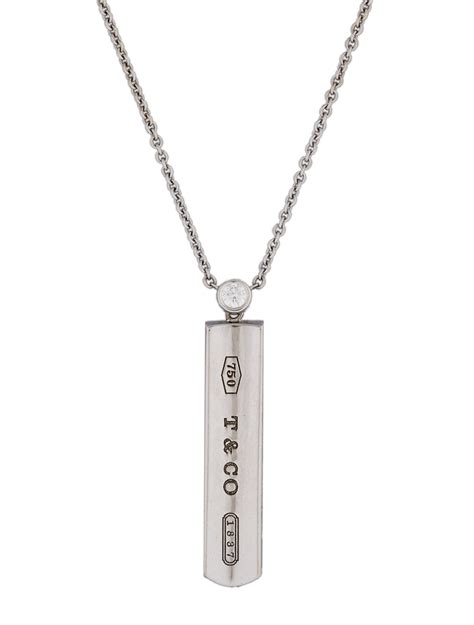 Tiffany And Co Diamond 1837 Bar Pendant Necklaces Tif25876 The