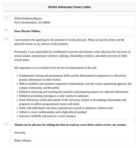 Victim Advocate Cover Letter Velvet Jobs