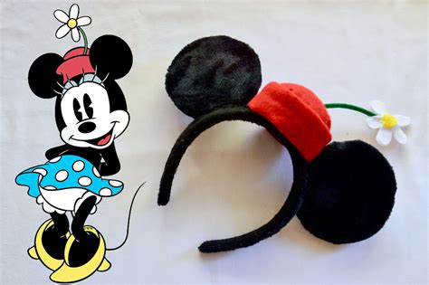 Vinage Minnie Mouse Ears With Pillbox Hat And White Daisy Etsy