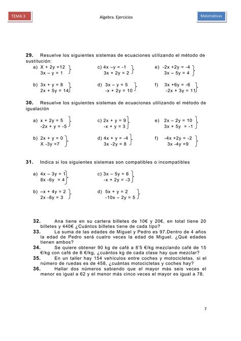 Tema Algebra Ejercicios Pdf Descarga Gratuita