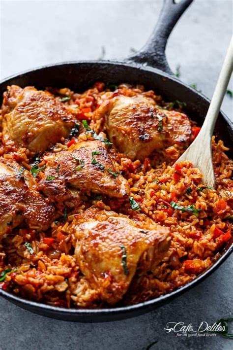 One Pan Tomato Basil Chicken Rice Https Cafedelites Tomato