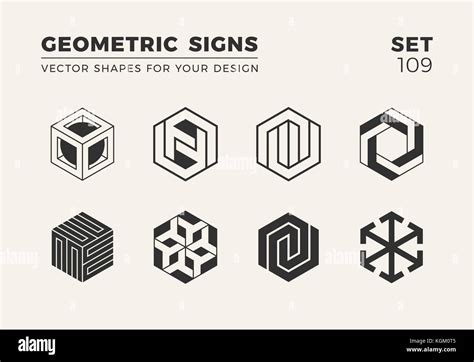 Set of eight minimalistic trendy shapes. Stylish vector logo emblems ...