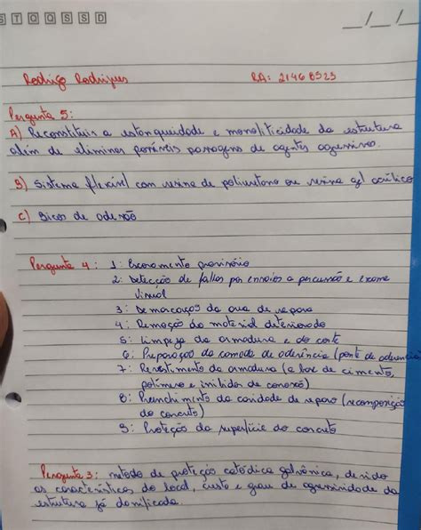 Respostas N Patologia Patologia Das Estruturas De Concreto