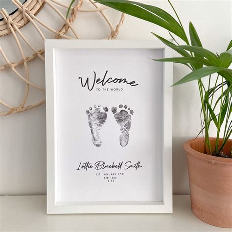 Simplistic Personalised Baby Footprint Kit Newborn T Etsy Uk