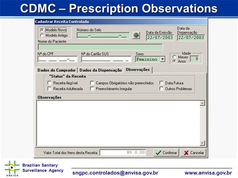 Brazilian Sanitary Surveillance Agency SNGPC National System Of