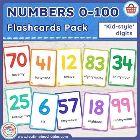 Printable NUMBERS FLASHCARDS 0 to 100