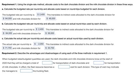 Solved Requirement 1 Using The Single Rate Method Allocate Chegg